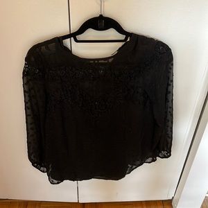 Anthropology black blouse with tank underneath and sheer overlay